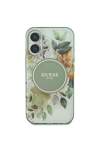 Guess Θήκη Husa Flower & Tonal Circle MagSafe για iPhone 16 Verde