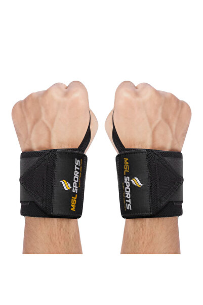 MGL SPORTS ضمادة معصم - دعم قابل للتعديل، أسود، صالة الألعاب الرياضية واللياقة البدنية