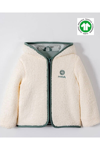 LULOUBABY %100 Organik Pamuk GOTS Sertifikalı Kapüşonlu Peluş Bebek Mont