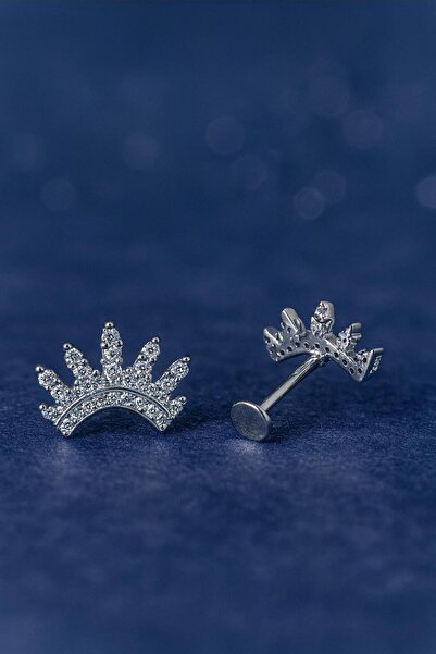 Sirena Accessories Zirkon Kraliçe Tacı Taşlı Tragus Piercing