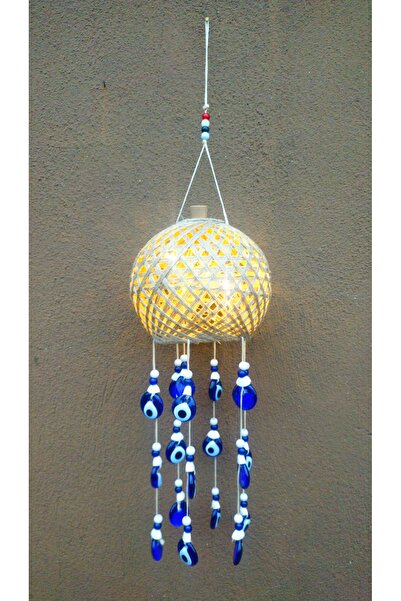 Antioch Art And Design Led Işıklı 19 Adet Nazar Boncuğu 72 Cm Rüzgar Çanı Duv...