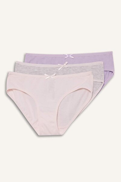 DeFacto Girl's Combed Cotton 3-Piece Slip Panties G3636A825Au