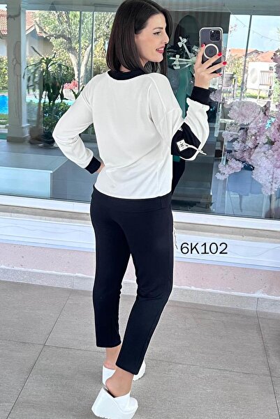 İnce Topuk V-Neck Embroidered Modal Suit 6K102