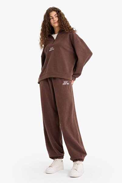 DeFacto Standart Fit Beli Bağcıklı Cepli Polar Eşofman Altı Y2650AZ25WN