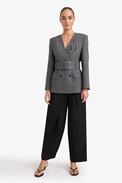 DeFacto Μπλέιζερ με λαιμόκοψη σε σχήμα V από ταφτά F9431AX25AU