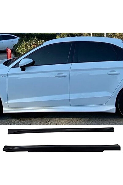 AkmTuning Audi A3 8V Sedan Aero Yan Marşpiyel Seti Plastik 2 Adet Mat Siyah 2...