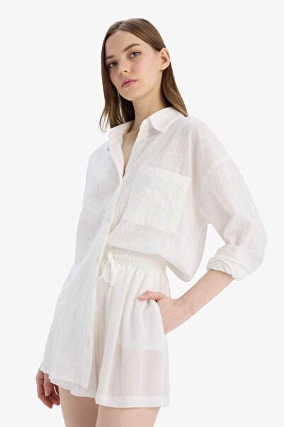 DeFacto Elastic Waist Short Leg Crinkle Viscose Shorts D8211Ax25Sm