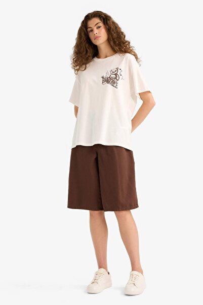 DeFacto Oversize Wide Fit Crew Neck Printed Short Sleeve T-Shirt F9252Ax25Hs