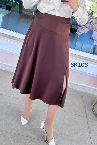İnce Topuk Slit Satin Skirt 6K106
