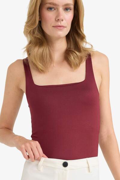 DeFacto Square Neck Snap Fastener Bodysuit F9773Ax25Hs