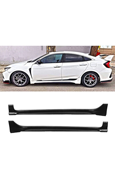 AkmTuning Honda Civic Fc5 Turbo Yan Marşpiyel Seti Plastik 2 Adet Mat Siyah 2016 2017 2018 2019 2020 2021