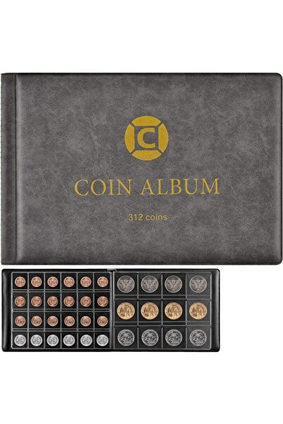 Choice حامل كتب رمادي اللون لمستلزمات جمع العملات المعدنية، ألبوم تجميع مكون ...