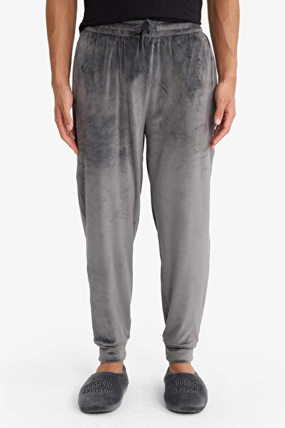 DeFacto Regular Fit Cepli Kadife Pijama Altı F4672AX25WN