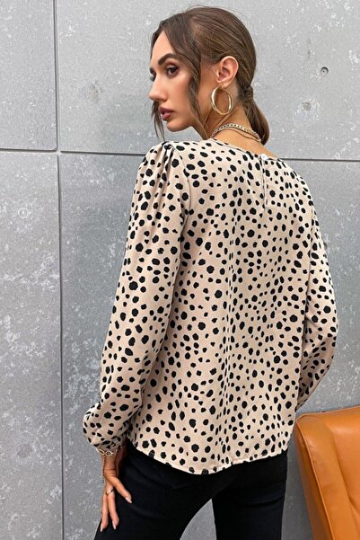 Mossta Crew Neck Patterned Blouse - Patterned