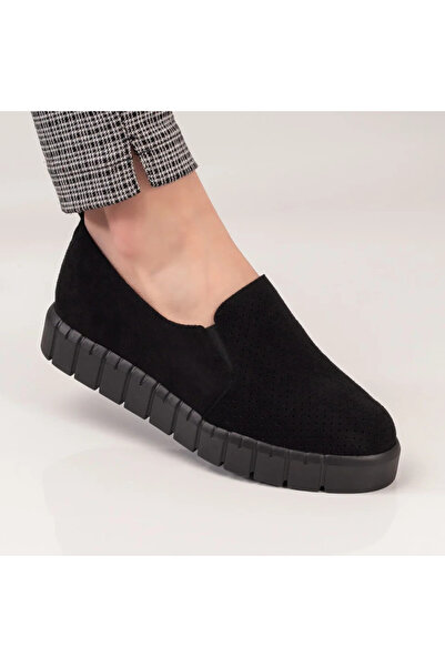 BMoD Women's black suede casual espadrilles with a thick sole MOD04422