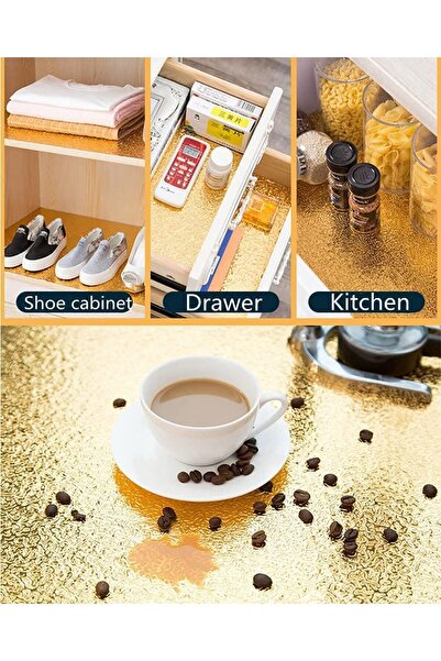 MARKQ Gold Self Adhesive Wallpaper 60x300cm Peel & Stick Contact Paper for Cabinets, Kitchen, Backsplash