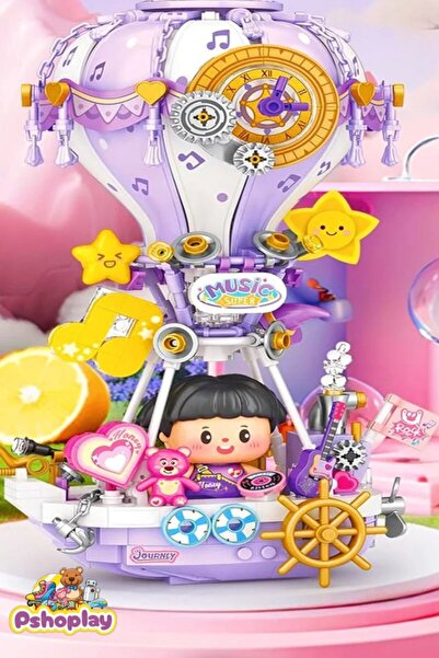 Pshoplay Purple Air Balloon – 666 Piece Mini Block Set (Ages 8+, Collectible Model Toy)