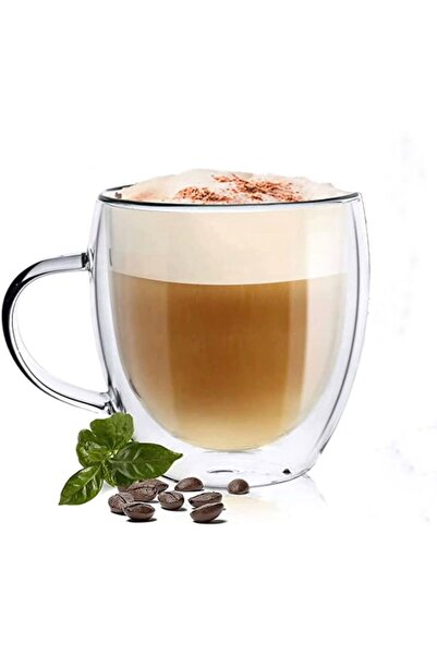 MARKQ Glass Coffee Cup with Handle 250ml Double Wall Mug for Latte, Cappuccin...