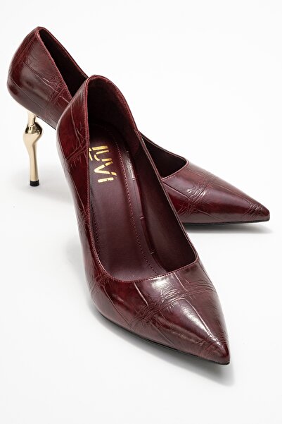LuviShoes Hudson Burgundy Print Women's Heeled Shoes
