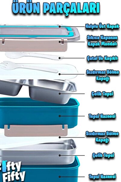 Vagonlife 3 Compartment Steel Storage Container 1600 ml Bl2221-2