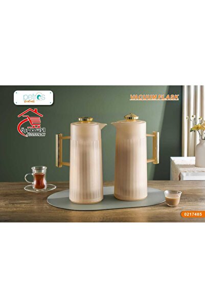 PETROS طقم ترامس شاي وقهوة بمقبض ذهبي من بيتروس 1+1 لتر