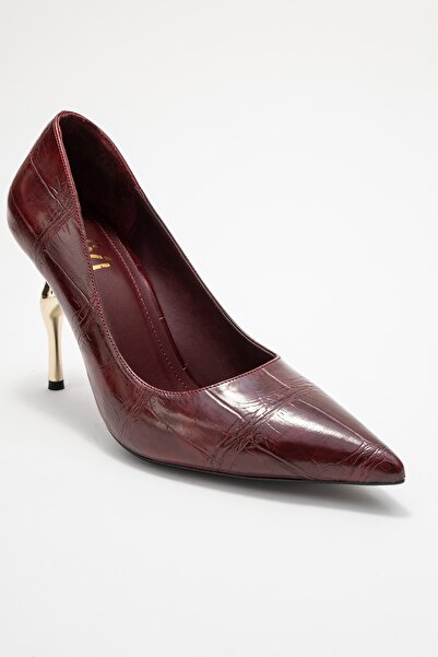 LuviShoes Hudson Burgundy Print Women's Heeled Shoes