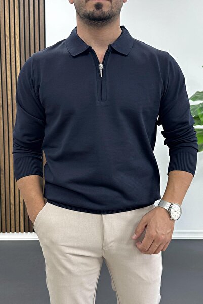 Edwox Pulover pentru bărbați cu jumătate de fermoar, cu model simplu, cu gule...