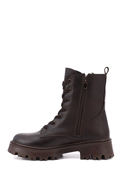 GÖNDERİ(R) Kadın Kahverengi Fermuarlı Kalın Topuklu Postal Bot