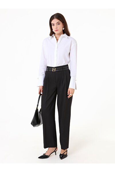 Benin Πουκάμισο με κρυφό πάτο με φαρδιά μανσέτα - Λευκό -