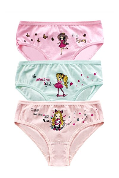 Öts Дівчачі трусики, 3 шт., з принтом (96% бавовна, 4% еластан)
