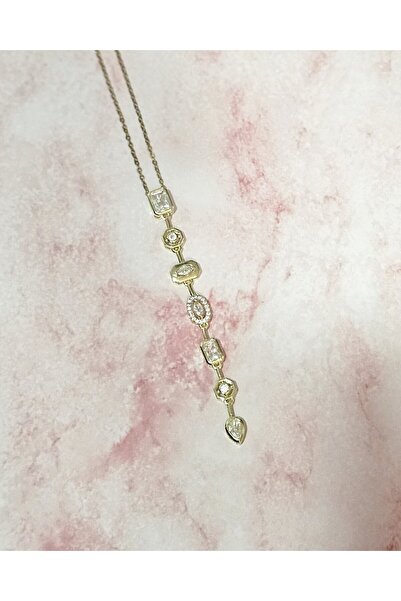 stainless steell 7 Element White Stone Non-Tarnishing Steel Necklace – Gold C...