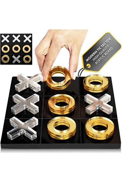 Slasa Modern Acrylic Tic Tac Toe Game Set by SLASA, 23 x 23 cm - Crystal Clear Acrylic, Elegant Home Decor
