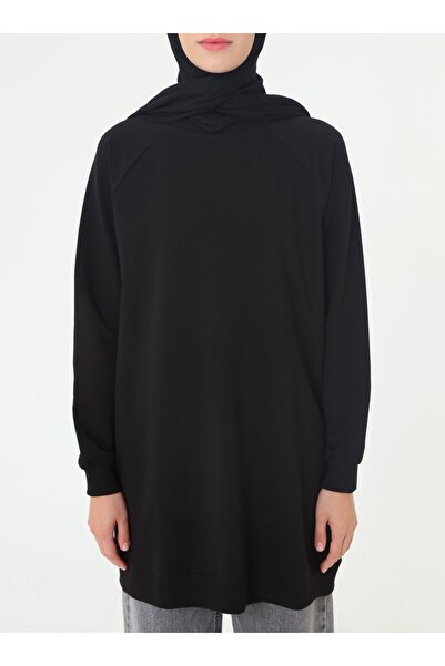 Benin Φούτερ με λαιμόκοψη και μανίκια ρεγκλάν - Μαύρο -