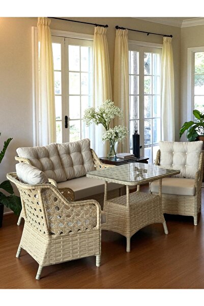 Sun Patio Sahara Latte 2+1+1 Küçük Ölçü Balkon Takımı