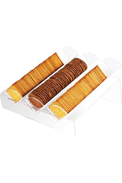 Slasa صينية عرض الكوكيز المصنوعة من الأكريليك - حامل حلوى شفاف بثلاث فتحات للكوكيز والماكرون والخباز