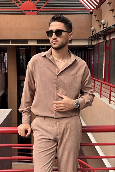 inpool Ανδρικό, με λεπτομέρεια κεντήματος, κανονική εφαρμογή, χειμερινό-ανοιξιάτικο, λεπτό πουκάμισο βελούδο κοτλέ G16