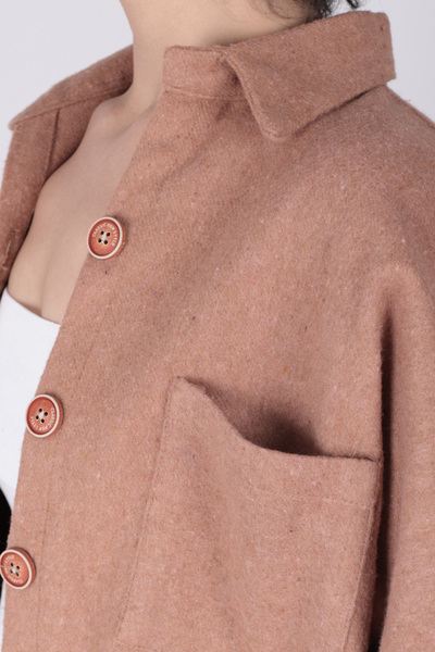 armonika Women's Milk Coffee Oversize Cashmere Pocket Shirt Arm-22Y001156