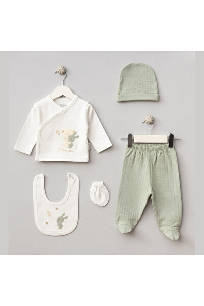 Bebitof 5-Piece Baby Bed Set with Embroidered Bear