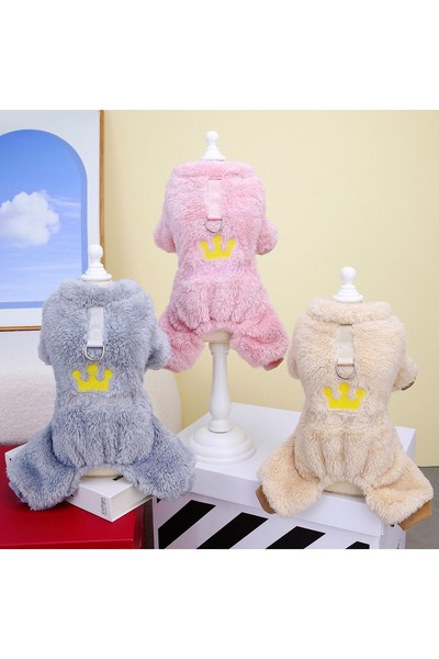 OEM Salopeta cocolino pufoasa, pentru animale de companie mici si mijlocii, cu inel atasare lesa, DOG-01