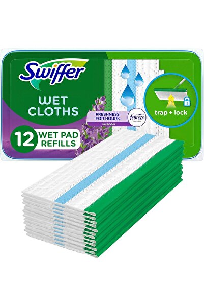 Swiffer Sweeper Wet Mopping Pad Refills for Floor Mop with Febreze Lavender Vanilla & Comfort Scent