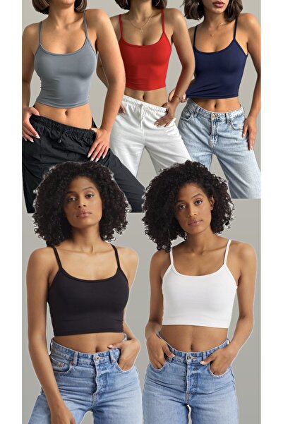 The Base Γυναικείο Πλεονεκτικό Crop Top με λουράκι 5 συσκευασιών