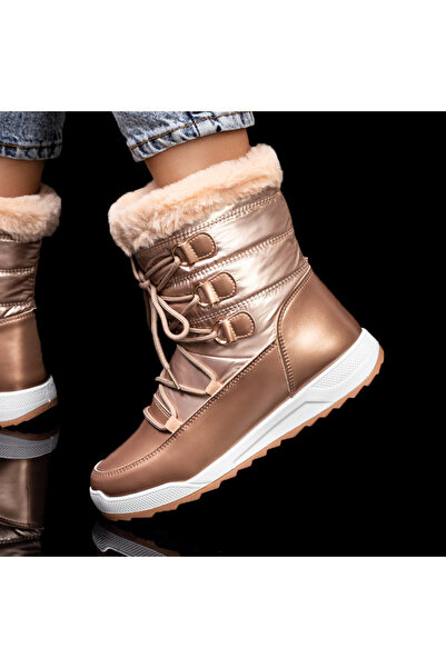 BMoD Women's gold nylon boots with laces MOD07317