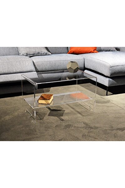 Slasa Modern Acrylic Coffee Table 40×69×41 cm – Transparent, Lightweight, No Assembly, Stylish Accent