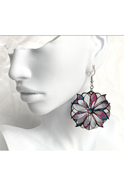Kanem3D Stained Glass Flower Earrings - Special Design Round Dangle Earrings ...