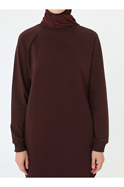 Benin Φούτερ με λαιμόκοψη και μανίκια ρεγκλάν - Καφέ -