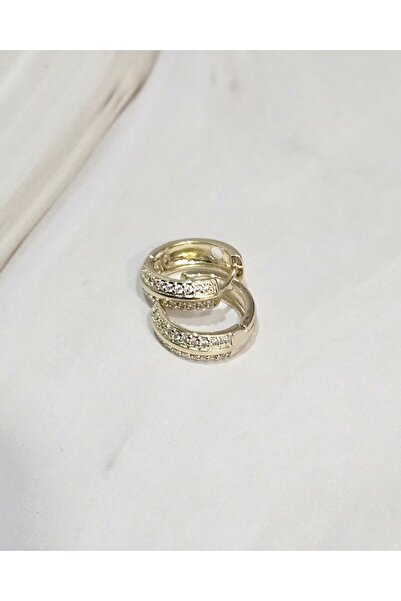 XUPING JEWELRY 2’li Kararmayan Çelik Küpe Seti – Altın Renk, Kalp & Halka Taşlı