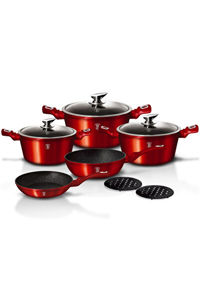 Other BERLINGER HAUS BH-1222 BURGUNDY GRANITE COOKWARE SET 10 PIECES