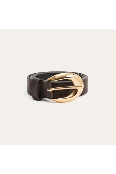 Mudo Oval Buckle Leather Look Belt