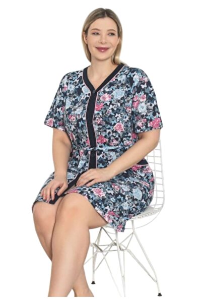 Uramag Capot Dama cu Nasturi, Bumbac, Maneca Scurta, Gri, 2XL