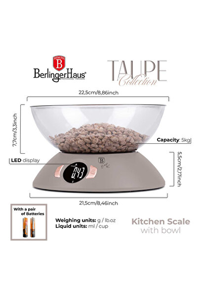 Other KITCHEN SCALE WITH BOWL BERLINGER HAUS BH-9616 TAUPE